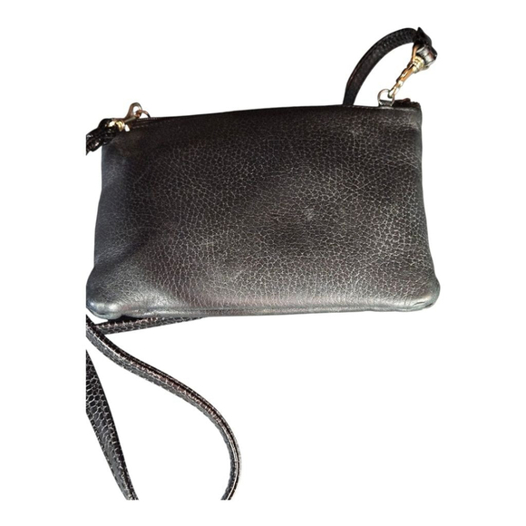 Brighton One Size Black Brown Croc Embossed Leather Crossbody Bag - Picture 11 of 13